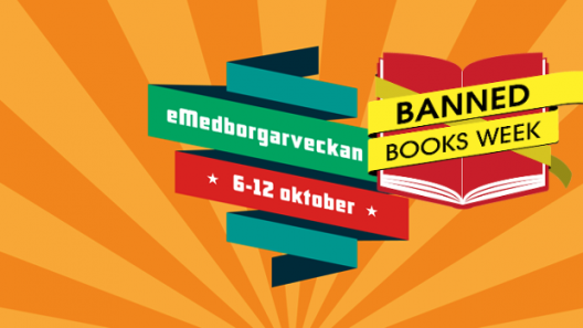 Logotyper för eMedborgarveckan och BannedBooks Week