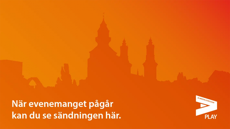Siluettbild av Visby med texten när evenemanget pågår kan du se sändningen här